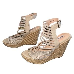 4/$24 Steve Madden Garden Espadrille Rhinestone Wedge‎ Platform Heel Sandals
